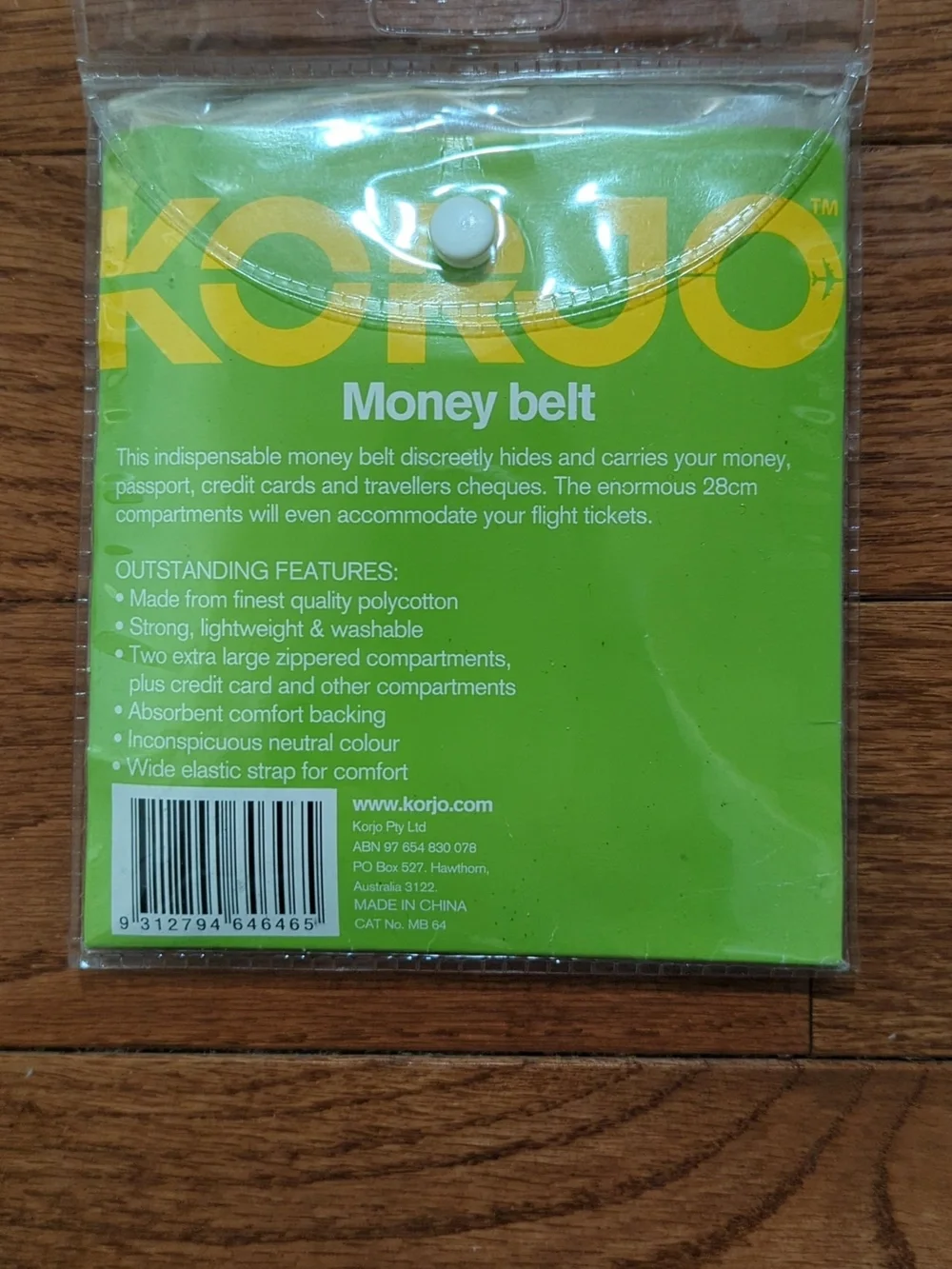 KORJO Travel Money Belt Waist Pouch in Light Beige
